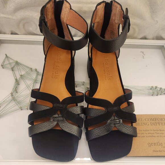 Gentle Souls Black Leather "Break My Park" Sandals. NIB. Size 5.5 - Picture 5 of 10